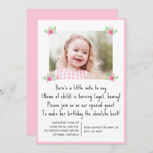 Invitación Foto floral rosa de bonito