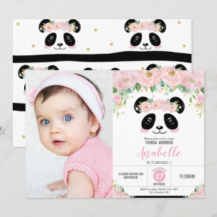 Invitación Foto floral rosa de la fiesta de cumpleaños de Cut