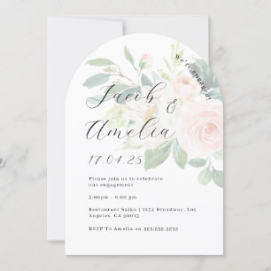 Invitación Foto Floral Rubor Modern Arch Engagement Party