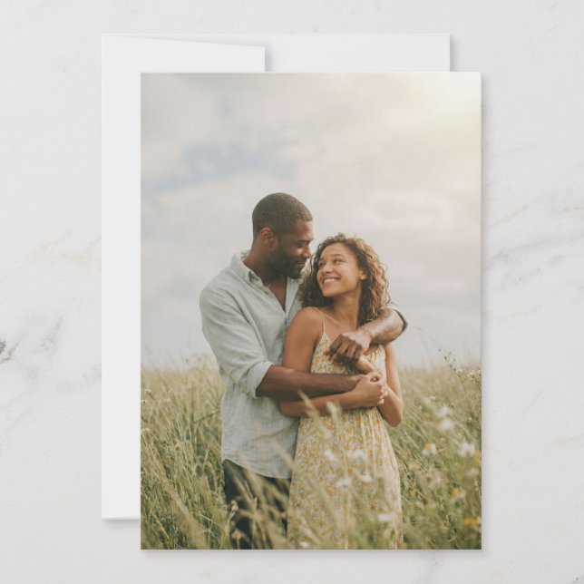 Invitación Foto floral verde romántica (Anverso)