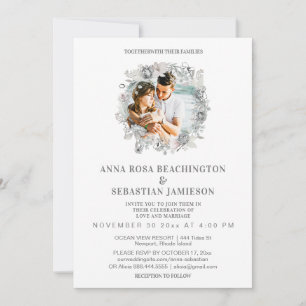 Invitación *~* FOTO Floral Wreath AR16 RSVP Boda Invitati