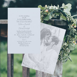 Invitación Foto Formal Azul Polvo Bodas Con Ambos Padres