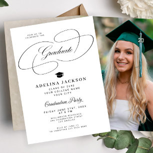 Invitación Foto formal elegante de graduación en la universid