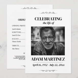 Invitación Foto Funeral Celebración De La Vida Memorial 