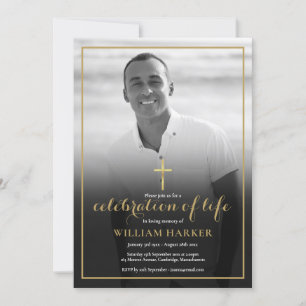 Invitación Foto funeral cristiana en blanco y negro