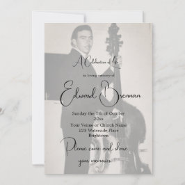 Invitación Foto Funeral Elegante Celebración De La Vida De Un