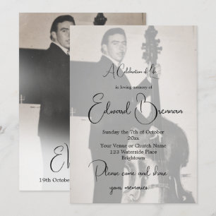 Invitación Foto Funeral Elegante Celebración De La Vida De Un