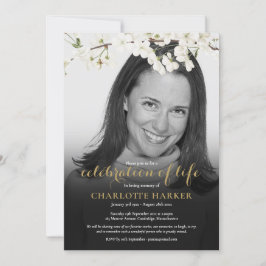 Invitación Foto Funeral Floral Flor Blanca y Negra