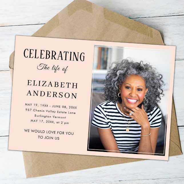 Invitación Foto funeral moderna Minimalista Guión simple (Subido por el creador)