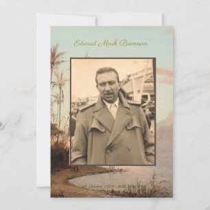 Invitación Foto funeraria Elegante Isla Tropical Palmeras