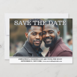 Invitación Foto gay salva la fecha de las parejas boda editab