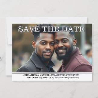 Invitación Foto gay salva la fecha de las parejas boda editab