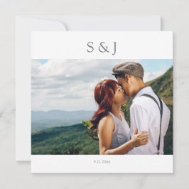 Invitación Foto geométrica Boda Moderno cuadrado gris 2