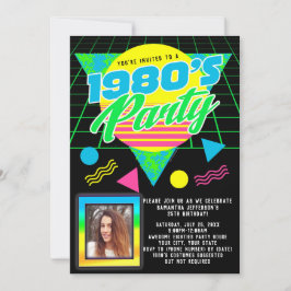 Invitación Foto Geométrica Fiesta de cumpleaños de los años 8