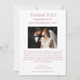 Invitación Foto-Gracias boda- Corazón rosa moderno