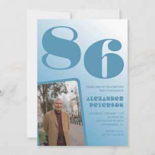 Invitación Foto gradiente azul cumpleaños 86