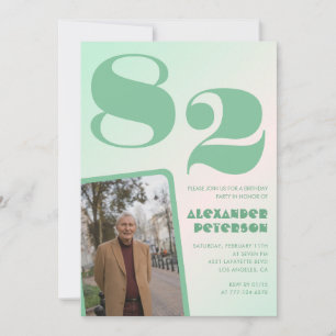Invitación Foto Gradiente Verde cumpleaños 82 