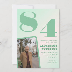 Invitación Foto Gradiente Verde cumpleaños 84 