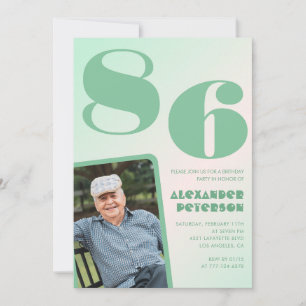 Invitación Foto Gradiente Verde cumpleaños 86 