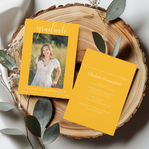 Invitación Foto Graduación de oro manuscrita manuscrita