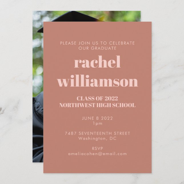Invitación Foto Graduación Party Clase de Terracotta 2024 (Anverso / Reverso)