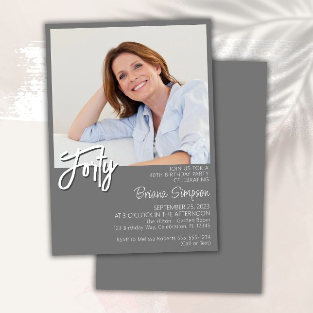 Invitación Foto Gray 40 cumpleaños (Subido por el creador)