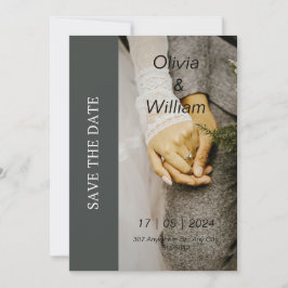 Invitación Foto gris y blanco simple Guardar Boda de fecha