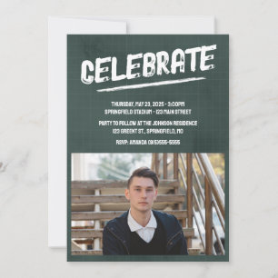 Invitación Foto Grunge Moderna Verde
