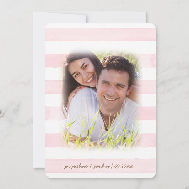 Invitación Foto Guardar Fecha Floral Acuarela Moderna (Reverso)
