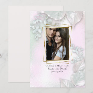Invitación FOTO GUARDAR LA FECHA   Wispy Pink Shimmer