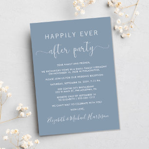 Invitación Foto Happily Ever After Recepción Azul Polvoriento