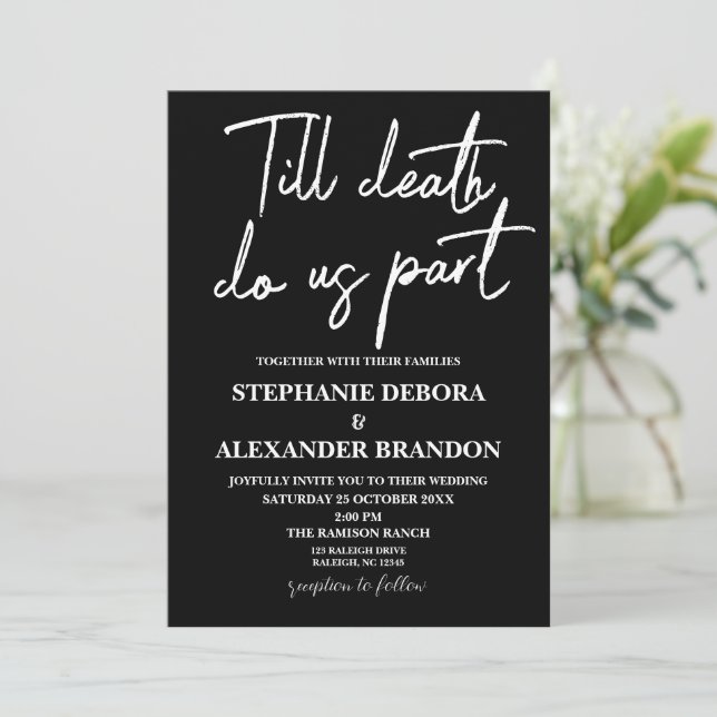 Invitación Foto hasta la muerte Boda gótico de Halloween (Anverso de pie)