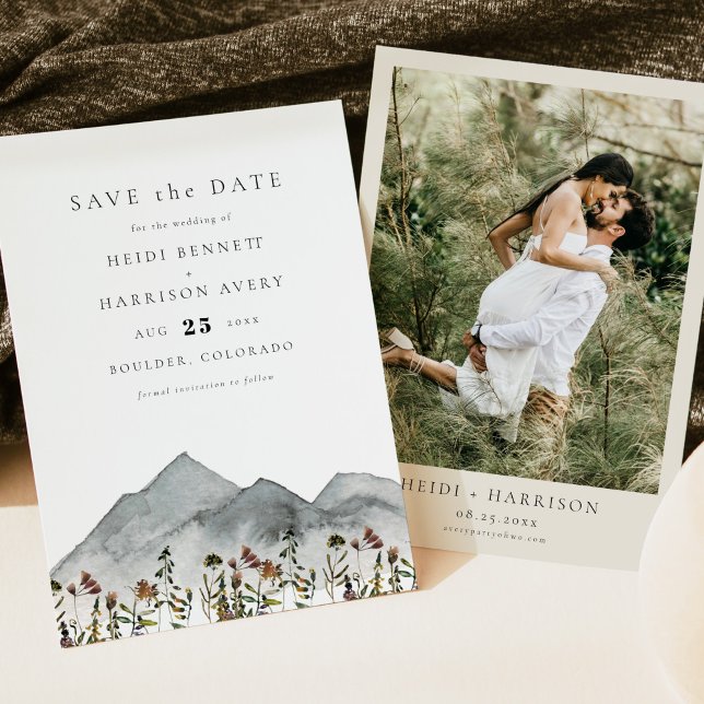 Invitación Foto HEIDI Boho Mountain Wildflower Guardar la fec (Subido por el creador)