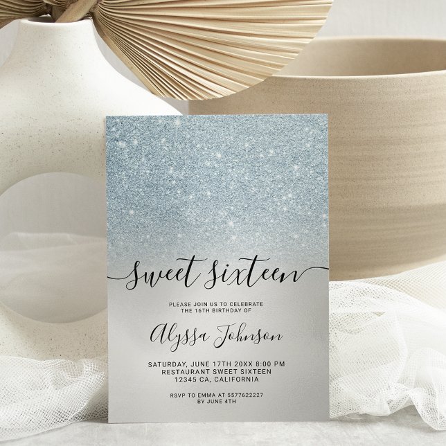 Invitación Foto holográfica del purpurina azul celeste de pla (Subido por el creador)