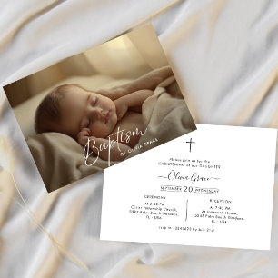 Invitación Foto Horizontal Guion Género Neutral Bautizo