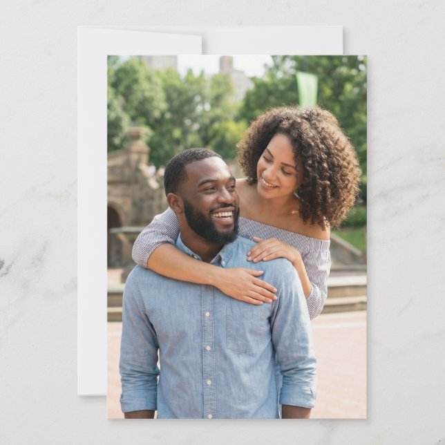 Invitación Foto informal azul alegre (Anverso)