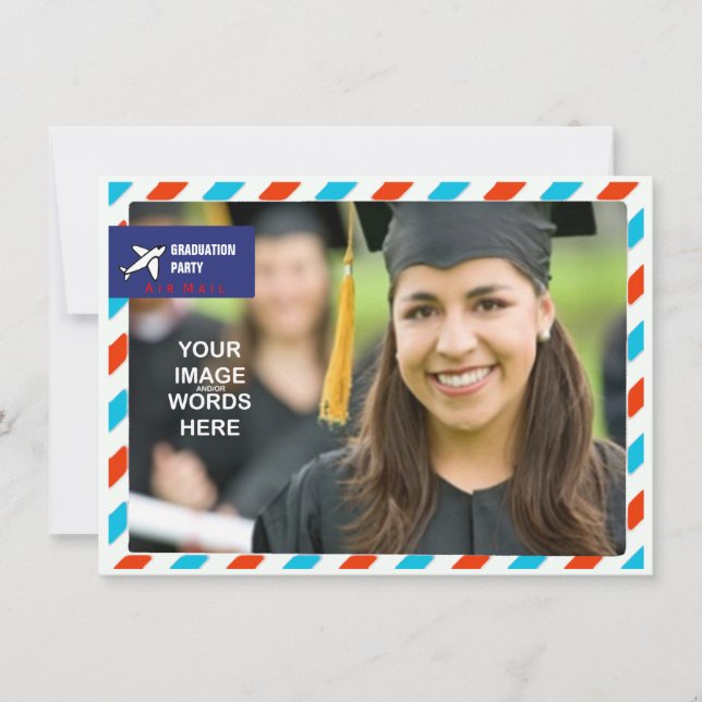 Invitación FOTO INSERTAR AIRMAIL ~ Invita a la fiesta de grad (Anverso)