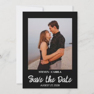 Invitación Foto instantánea de presupuesto Boda negra salva l