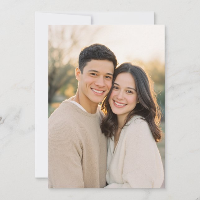 Invitación Foto Íntima Beige Cálido (Anverso)