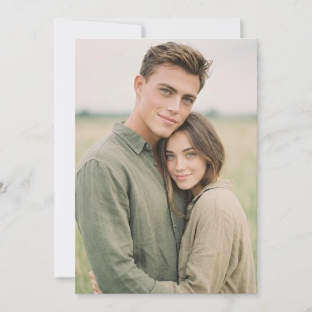 Invitación Foto íntima rústica verde (Anverso)