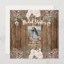 Foto Invierno Pine Rustic Bridal Shower Square