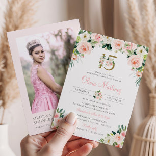 Invitación Foto invitada de cumpleaños de Rosa Rosa Rosa Rosa