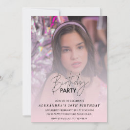 Invitación Foto invitada por 20 años por Pink Shadow Girly