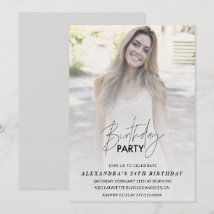 Invitación Foto invitada por 24 años de cumpleaños Gris de cu