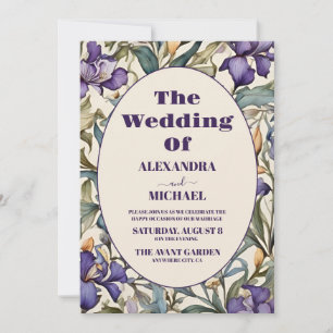 Invitación Foto Iris Púrpura Boda Art Nouveau