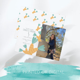 Invitación Foto Kraft de cumpleaños de Carrot de Pascua