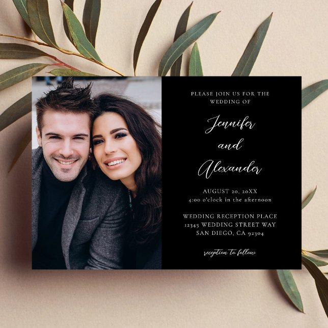 Invitación Foto lateral Mod El Calligraphy Boda Negro (Subido por el creador)
