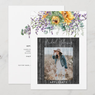 Invitación Foto Lavanda de girasol Rústica Ducha de novia