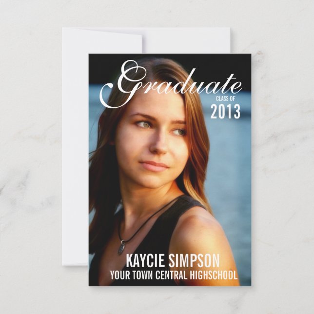 Invitación Foto llena de la graduación de la foto con el (Anverso)