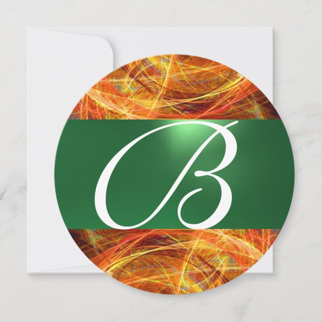 Invitación FOTO LOCAL MONOGRAM verde esmeralda amarillo (Anverso)